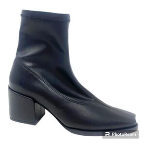 NOVACAS Talia Stretch Vegan Leather Bootie In Black | Size 41/10